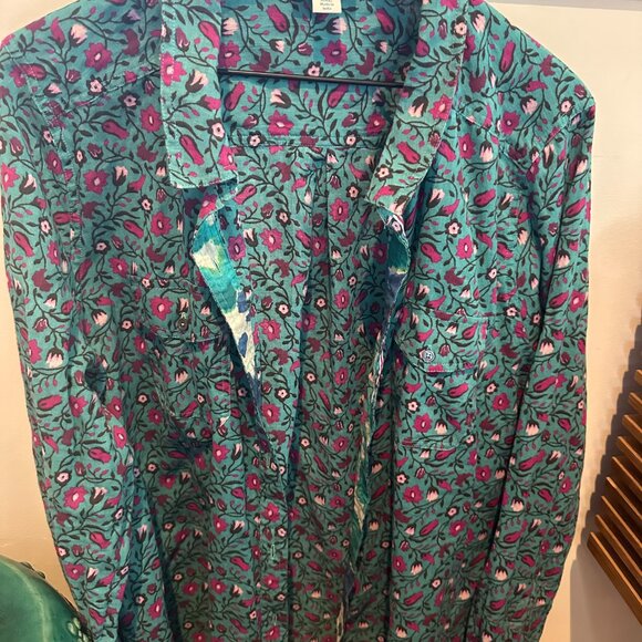 SUNDANCE FLORAL JOY COTTON LONG SLEEVES BUTTON UP XXL - Picture 3 of 3